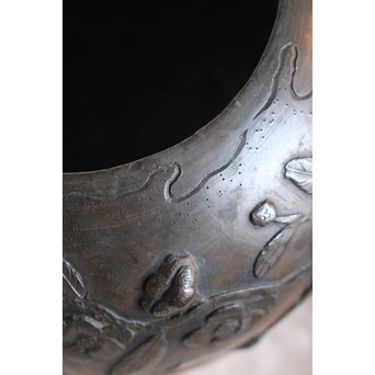 真鍮球型涼炉/手焙 珍品浮彫手彫 　M068 