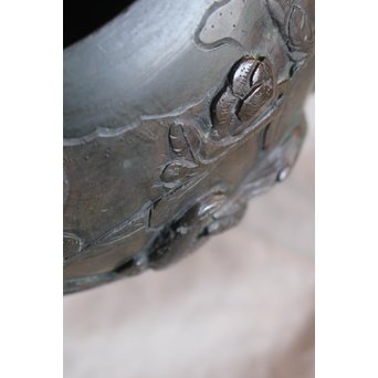 真鍮球型涼炉/手焙 珍品浮彫手彫 　M068 