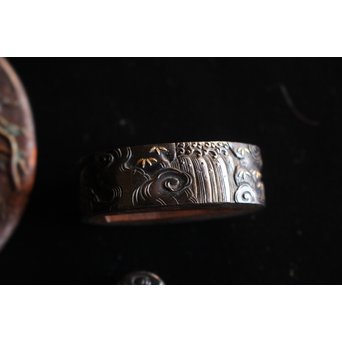 浜野派 大岡政寿銘 刀装具 鍔/目貫/縁頭/小柄　M070 