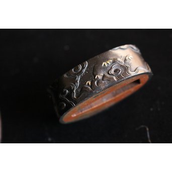 浜野派 大岡政寿銘 刀装具 鍔/目貫/縁頭/小柄　M070 