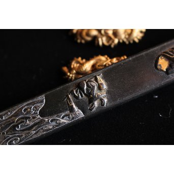 浜野派 大岡政寿銘 刀装具 鍔/目貫/縁頭/小柄　M070 