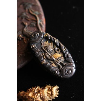 浜野派 大岡政寿銘 刀装具 鍔/目貫/縁頭/小柄　M070 