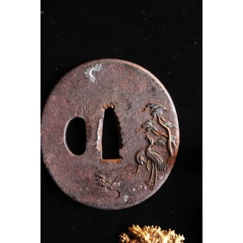 浜野派 大岡政寿銘 刀装具 鍔/目貫/縁頭/小柄　M070 