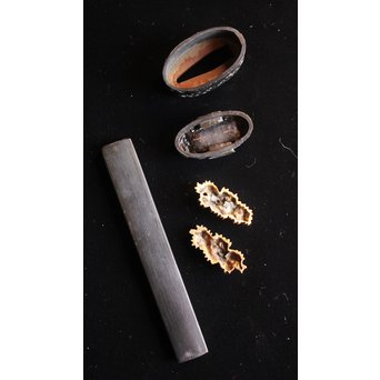 浜野派 大岡政寿銘 刀装具 鍔/目貫/縁頭/小柄　M070 