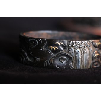 浜野派 大岡政寿銘 刀装具 鍔/目貫/縁頭/小柄　M070 