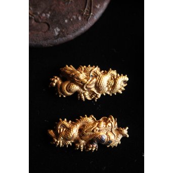 浜野派 大岡政寿銘 刀装具 鍔/目貫/縁頭/小柄　M070 