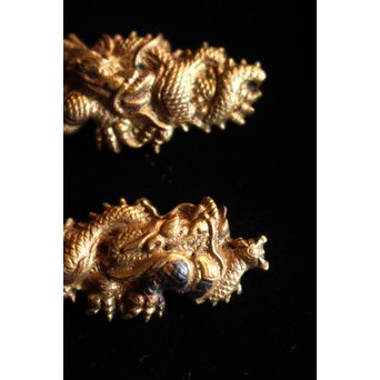 浜野派 大岡政寿銘 刀装具 鍔/目貫/縁頭/小柄　M070 