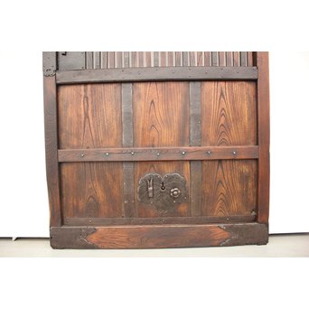 鉄金具の総欅格子蔵戸　W937 