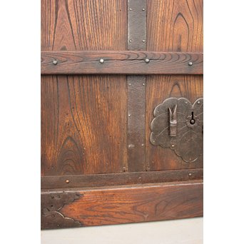 鉄金具の総欅格子蔵戸　W937 