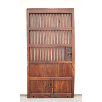 鉄金具の総欅格子蔵戸　W937 