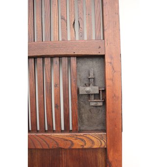 鉄金具の総欅格子蔵戸　W937 