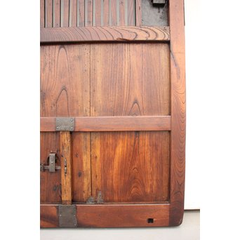 鉄金具の総欅格子蔵戸　W937 