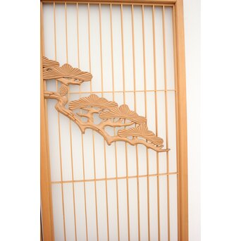 鷹松木彫 書院欄間5枚1組　R2356 