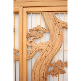 鷹松木彫 書院欄間5枚1組　R2356 