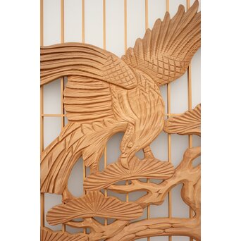 鷹松木彫 書院欄間5枚1組　R2356 