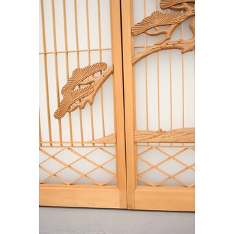 鷹松木彫 書院欄間5枚1組　R2356 