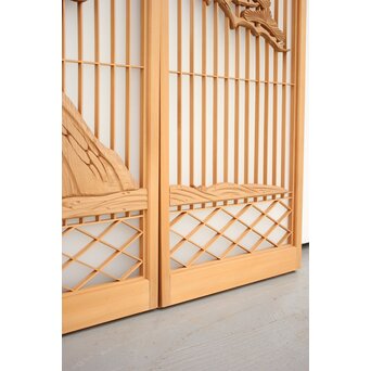 鷹松木彫 書院欄間5枚1組　R2356 