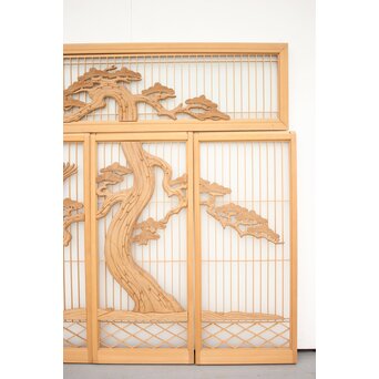 鷹松木彫 書院欄間5枚1組　R2356 