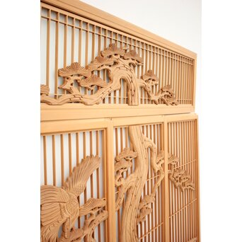 鷹松木彫 書院欄間5枚1組　R2356 