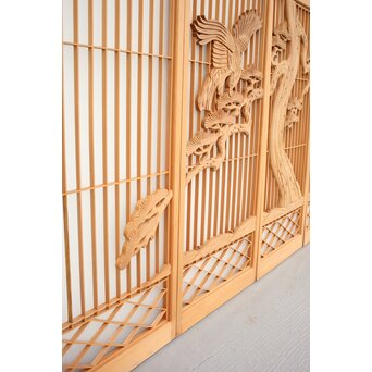 鷹松木彫 書院欄間5枚1組　R2356 