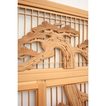 鷹松木彫 書院欄間5枚1組　R2356 