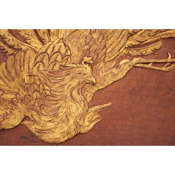 吉田芳明 鳳凰木彫欄間　X075 