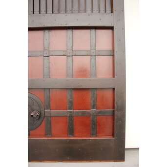 鉄張 赤太総欅格子蔵戸　W938Y 