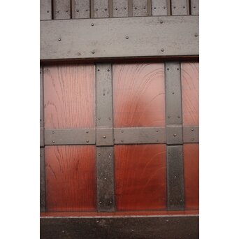 鉄張 赤太総欅格子蔵戸　W938Y 