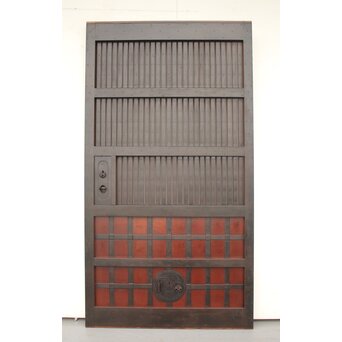 鉄張 赤太総欅格子蔵戸　W938Y