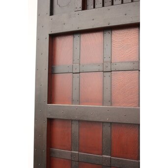 鉄張 赤太総欅格子蔵戸　W938Y 