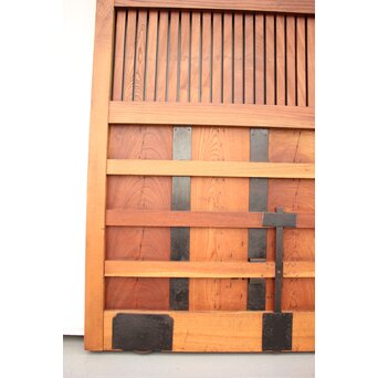 鉄張 赤太総欅格子蔵戸　W938Y 