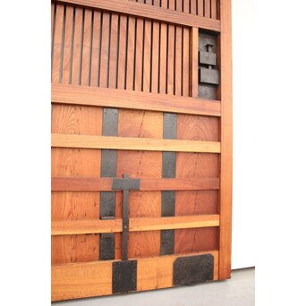 鉄張 赤太総欅格子蔵戸　W938Y 