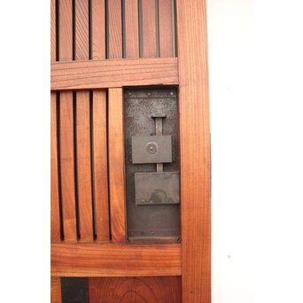 鉄張 赤太総欅格子蔵戸　W938Y 