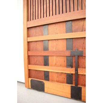 鉄張 赤太総欅格子蔵戸　W938Y 