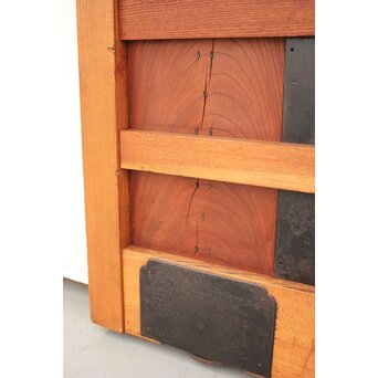 鉄張 赤太総欅格子蔵戸　W938Y 