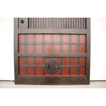 鉄張 赤太総欅格子蔵戸　W938Y 