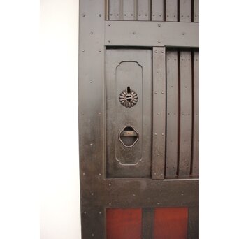 鉄張 赤太総欅格子蔵戸　W938Y 