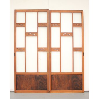 四君子 白ガラス装飾のガラス戸 2枚1組　GD1195YD