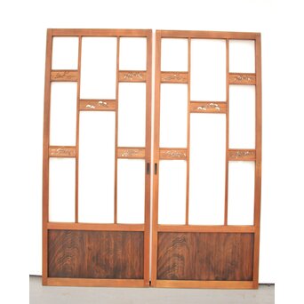 四君子 白ガラス装飾のガラス戸 2枚1組　GD1195YD B面　両面仕様なのでどちらも見劣りしません