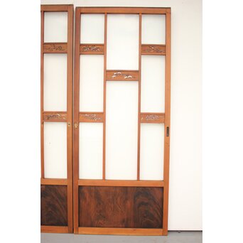 四君子 白ガラス装飾のガラス戸 2枚1組　GD1195YD 