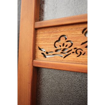 四君子 白ガラス装飾のガラス戸 2枚1組　GD1195YD 桐地に透かし