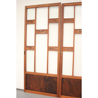 四君子 白ガラス装飾のガラス戸 2枚1組　GD1195YD 