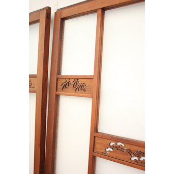 四君子 白ガラス装飾のガラス戸 2枚1組　GD1195YD 