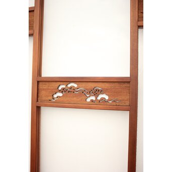 四君子 白ガラス装飾のガラス戸 2枚1組　GD1195YD 透かしの中には乳白色ガラスが使用されています