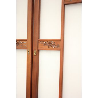 四君子 白ガラス装飾のガラス戸 2枚1組　GD1195YD 四君子の模様