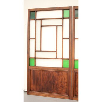 緑色ガラスの建具 2枚1組　GD1196YD 中央は卍のようなセル使い　凝っています