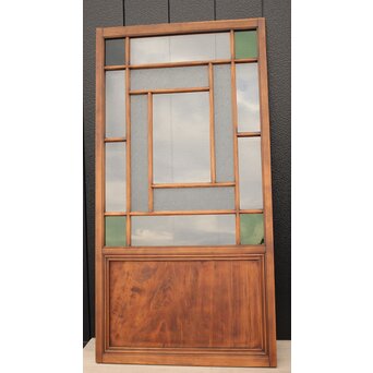 緑色ガラスの建具 2枚1組　GD1196YD 卍デザイン部分のみダイアガラス　その他はクリアガラス