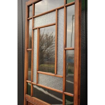 緑色ガラスの建具 2枚1組　GD1196YD 凝ったガラスの配列ですね