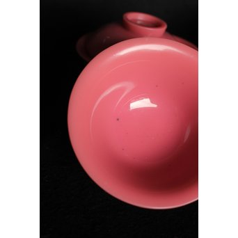 乾隆ガラス 桃色碗5客　Y010 