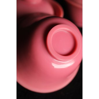 乾隆ガラス 桃色碗5客　Y010 
